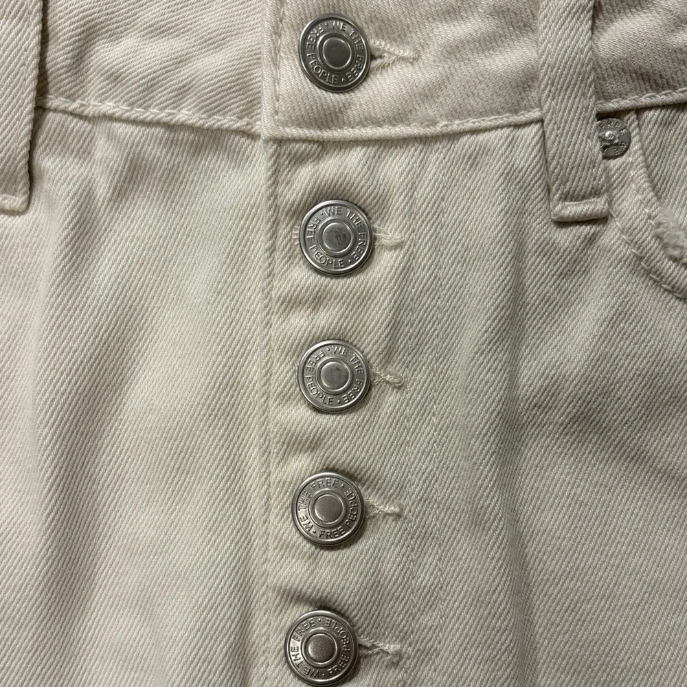 NWT Free People Distressed A-Line Denim Button Up Skirt Woman’s Sz 27